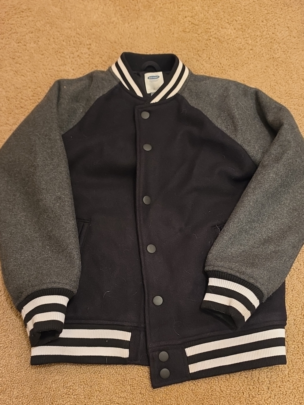 Old Navy Black & Gray Kids Varsity Bomber Jacket